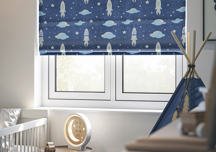 Blast Off, Celestial Blue - Motorised Roman Blind - Image 5